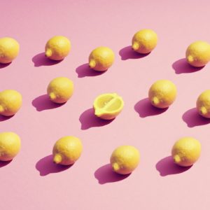 Lemons on a pink background